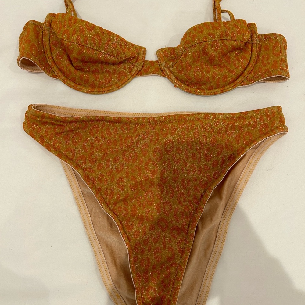 triangl orange glitter leopard bikini